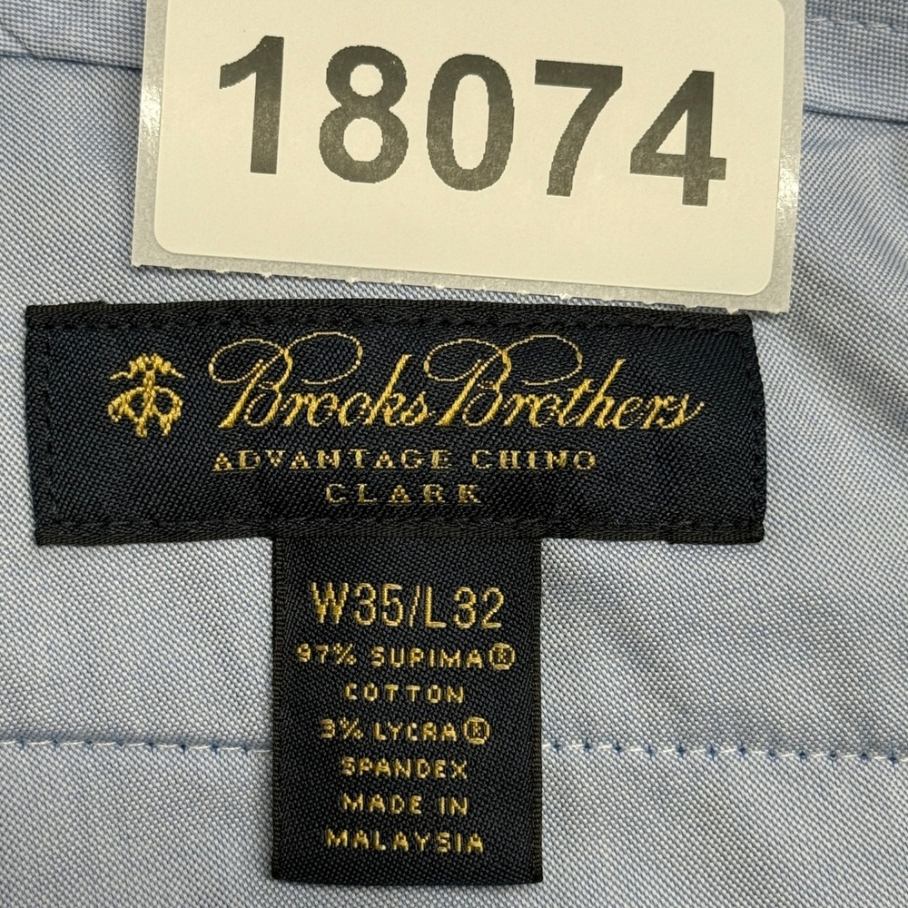 Brooks Brothers Clark Pants Mens 35X32 Blue Plaid Advantage Chino Supima Stretch - Picture 9 of 9